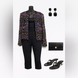 Papell Boutique Multicolor Embellished Top